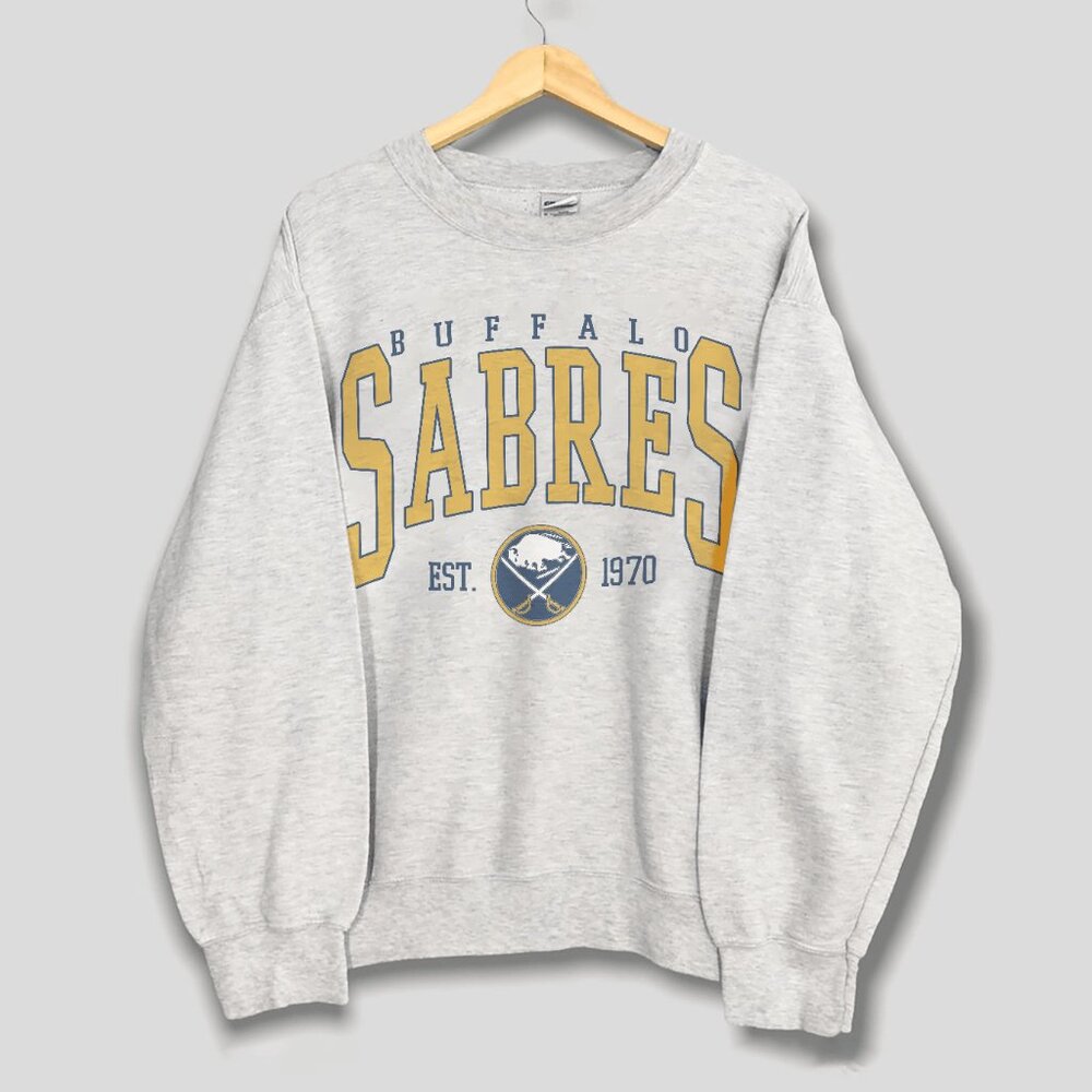Vintage Buffalo Sabres Hockey Sweatshirt, EST 1970 Buffalo Sabres NFL Shirt Tee